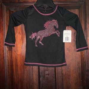2T Cowgirl Hardware Pink Crystal Horse T-Shirt